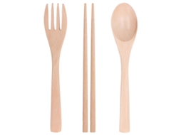 Conjunto de colher e garfo de madeira faia S/MARCA, ecológico, reutilizável, para saladas, mesa