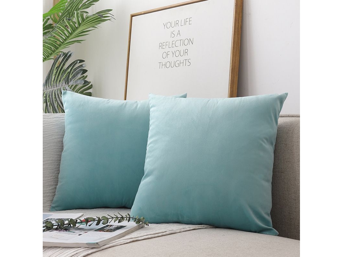 2026 conjunto de Duas Fronhas de Almofada Decorativas de Veludo, Suaves e Luxuosas, Cor Sólida, 45x45 Cm, Verde