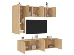 Vidaxl 5 Pcs Móveis De Parede P/ Tv Derivados Madeira Carvalho Sonoma