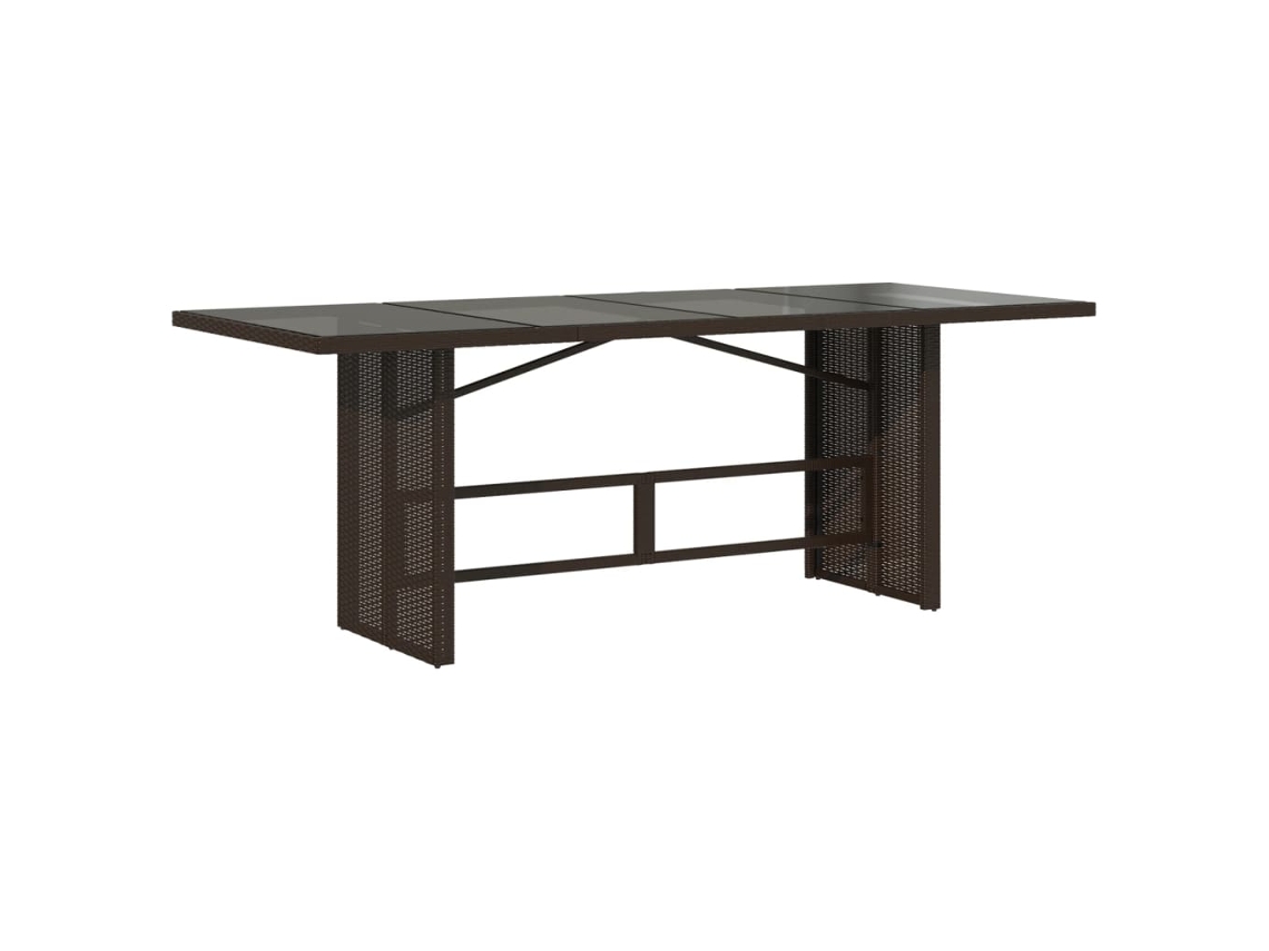 Mesa de jardim com tampo de vidro 190x80x75 cm Vime Pe Castanho MAISON EXCLUSIVE