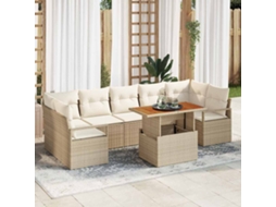 Vidaxl Conjunto De Sofá De Jardim 8 Unid. Bege Rattan Sintético