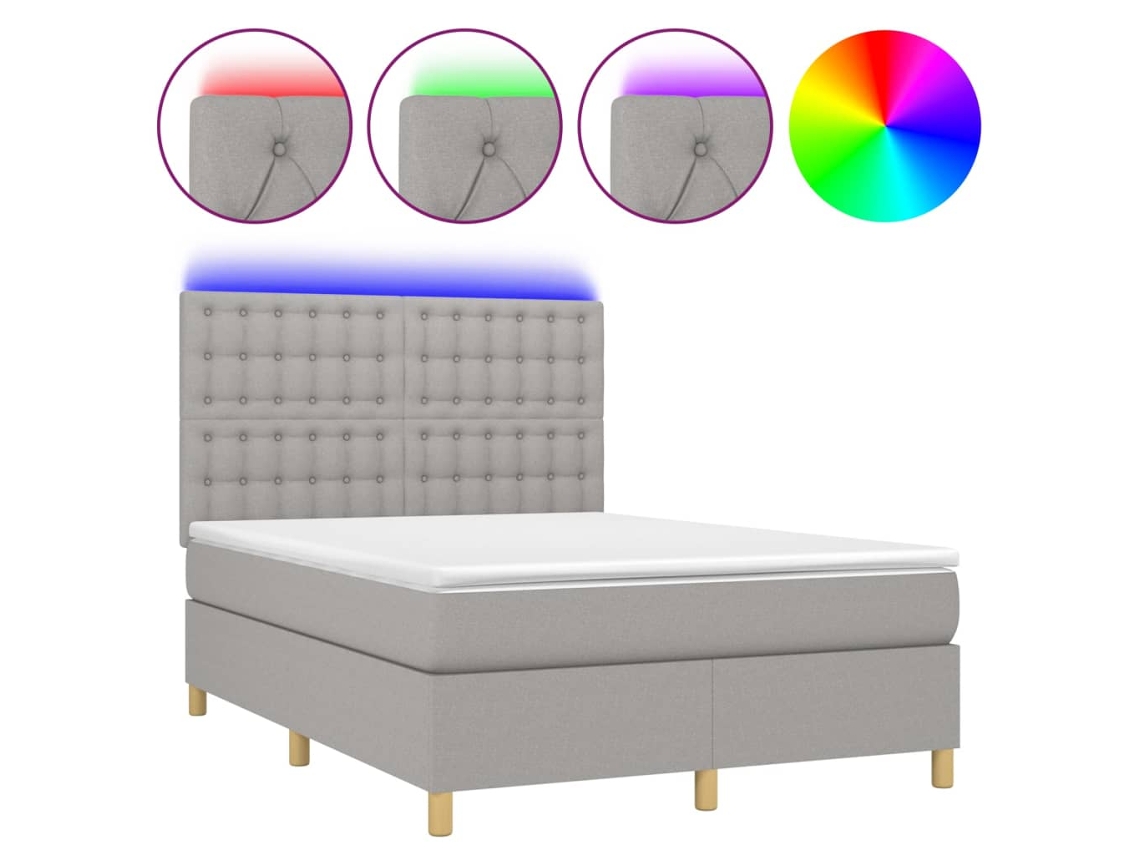 Box Spring Bed, Box Spring Beds Vidaxl Cinzeto Tecido (140 X 200 Cm)