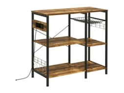 Estante de Cozinha Melamina de Madeira e Aço Cor Castanho Rústico 90x40x83 cm Homcom