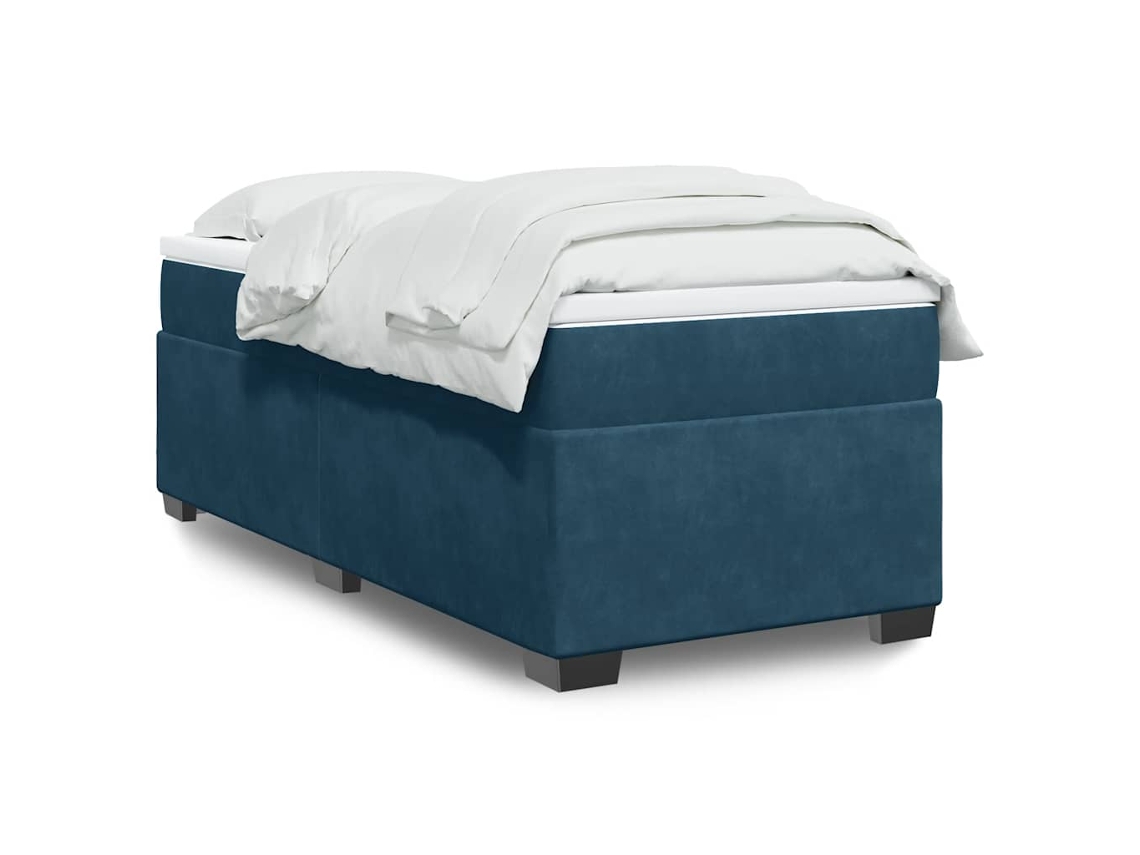 Vidaxl Cama com Molas/colchão 90x190 Cm Veludo Azul escuro