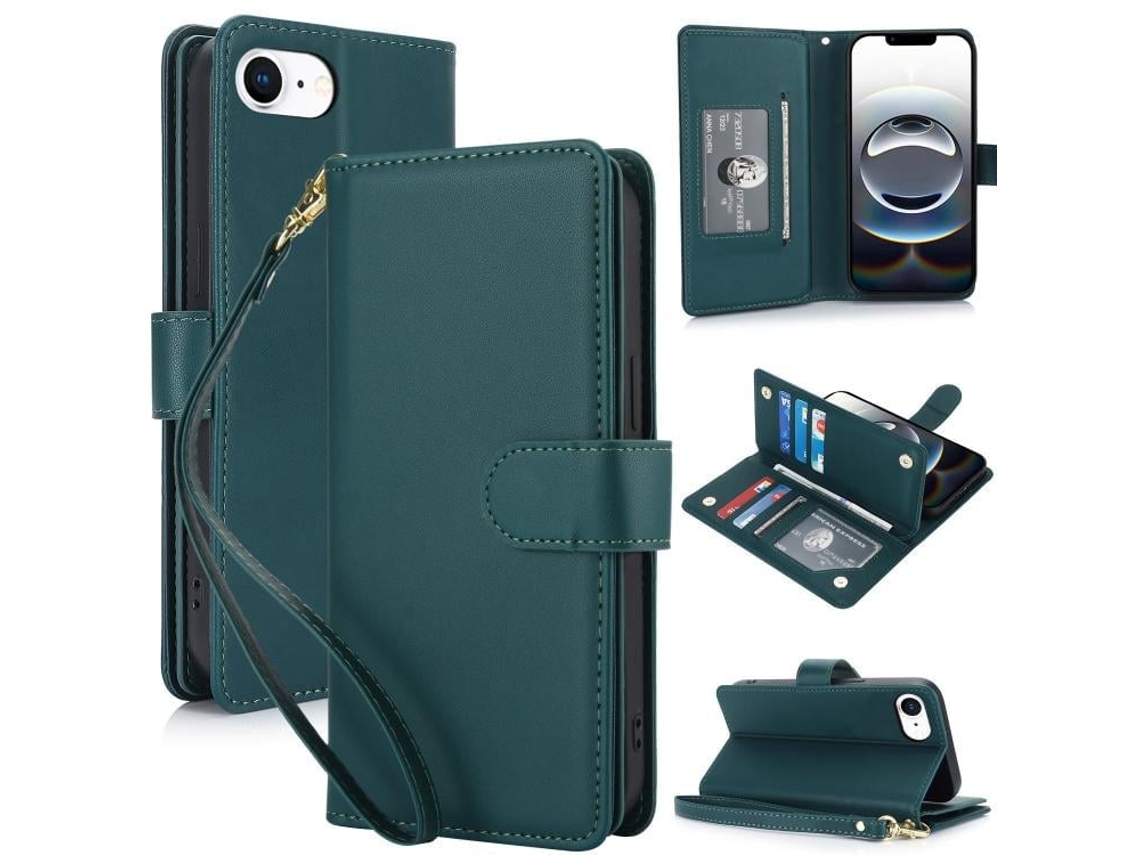 Capa Carteira De Couro Para Iphone 17e - Com Rfid - Para Vários Cartões