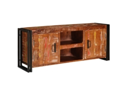 Vidaxl Gabinete Para Tv Com Porta Multicolor Madeira Recuperada Maciça