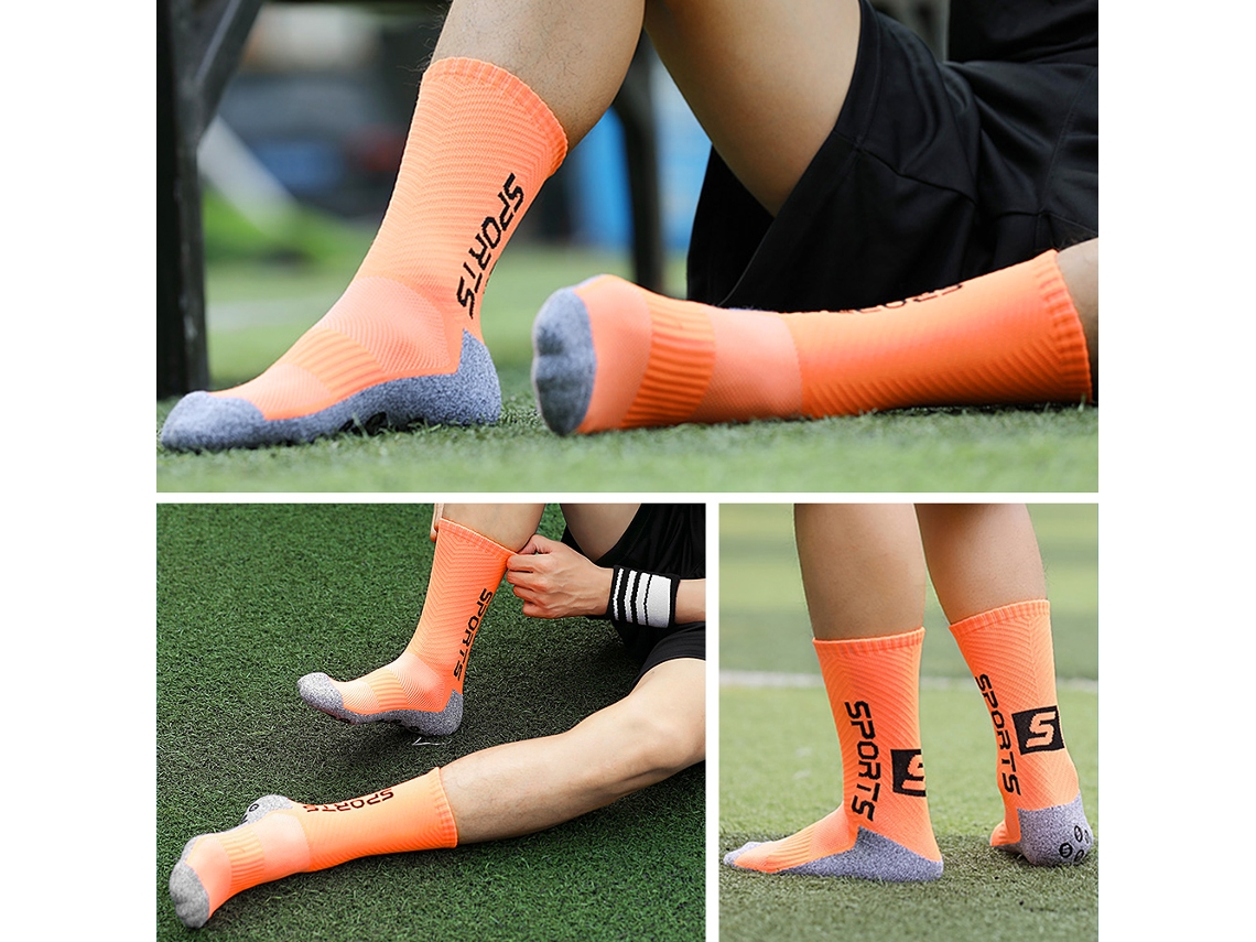 Meias antiderrapantes com protetores de grip para futebol, yoga, ginástica, com comprimento médio S/MARCA