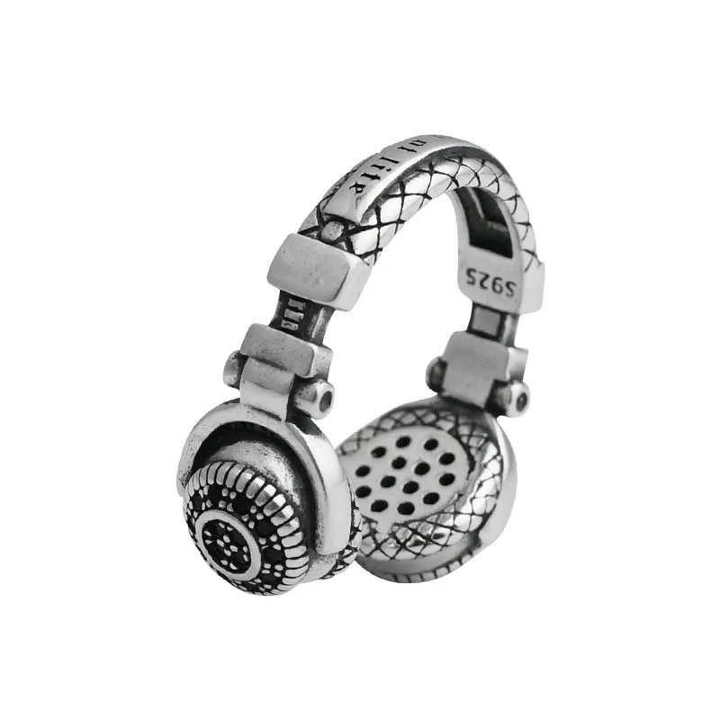 Anel em Formato de Fone de Ouvido, Anel Punk Hip hop Aberto e Ajustável MDUG