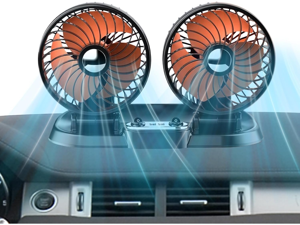 Ventilador Portátil Para Carro, Ventilador Usb De 24v Com Duas Cabeças