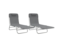 Maison Exclusive - Espreguiçadeiras Dobráveis 2 Pcs Textilene E Aço Cinzento