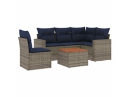 Conjunto de 6 Sofás P/ Jardim C/ Almofadões Vime Pe Cinzento MAISON EXCLUSIVE (6 pcs)