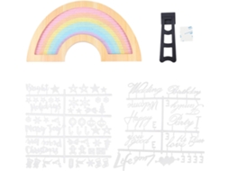 Quadro de Letras Feltro Stobaza Diy com Moldura Madeira Maciça, Tamanho Compacto, Suporte Incluído, Cores Past