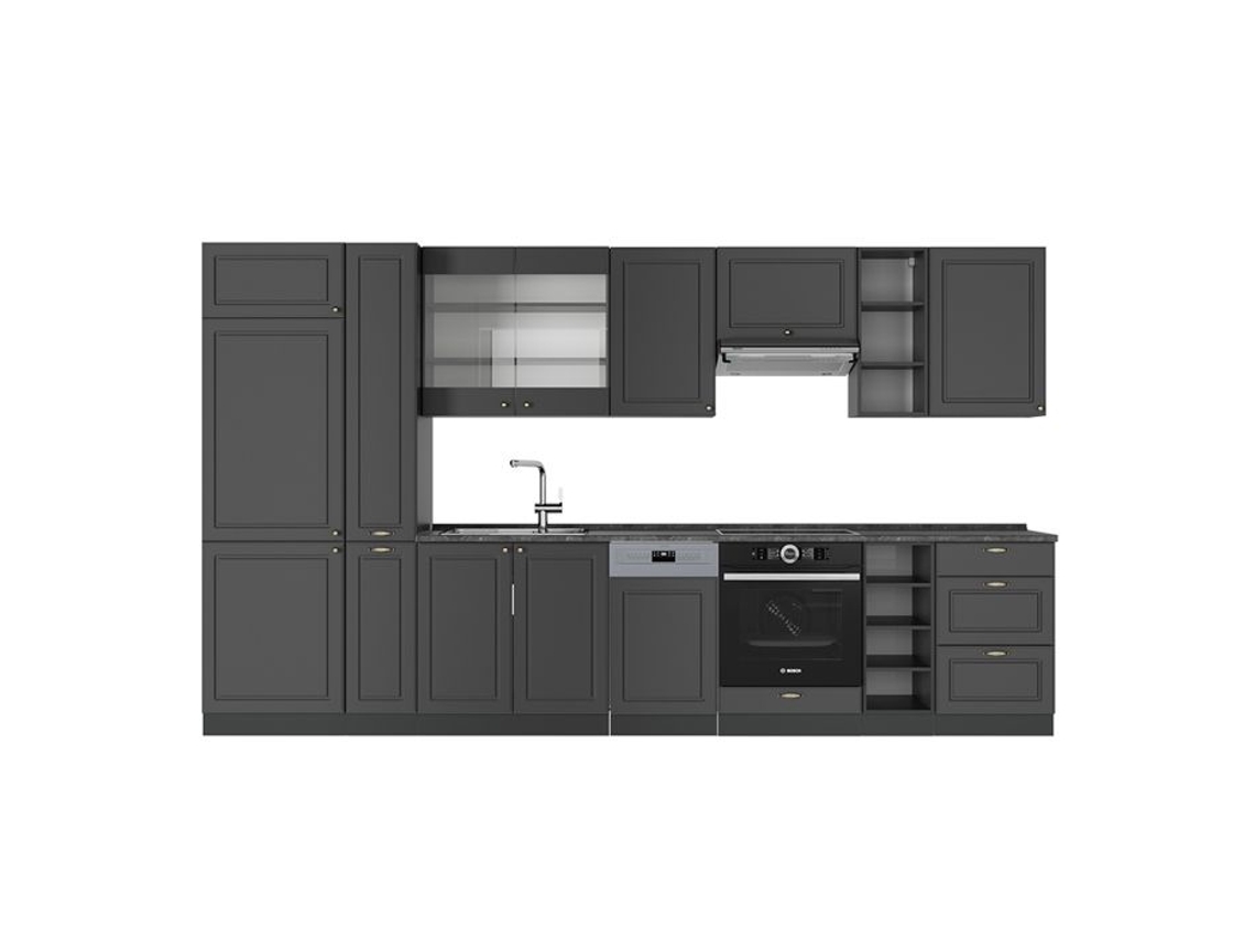 Cozinha Fame Line, 355cm Sem Pt, Anthrazit Ouro Landhaus, Antracite, Vicco