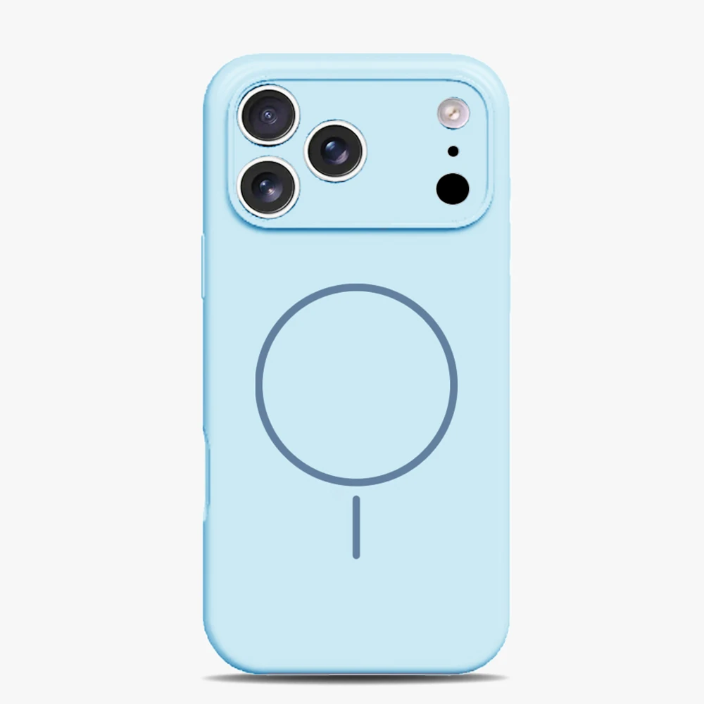 Capa De Silicone Líquido Magsafe Para Iphone 17 Pro Max (azul Claro)