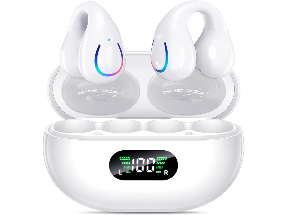 Fones Sem Fio Bluetooth 5.3 JIAPEI com estojo, led, microfone, branco