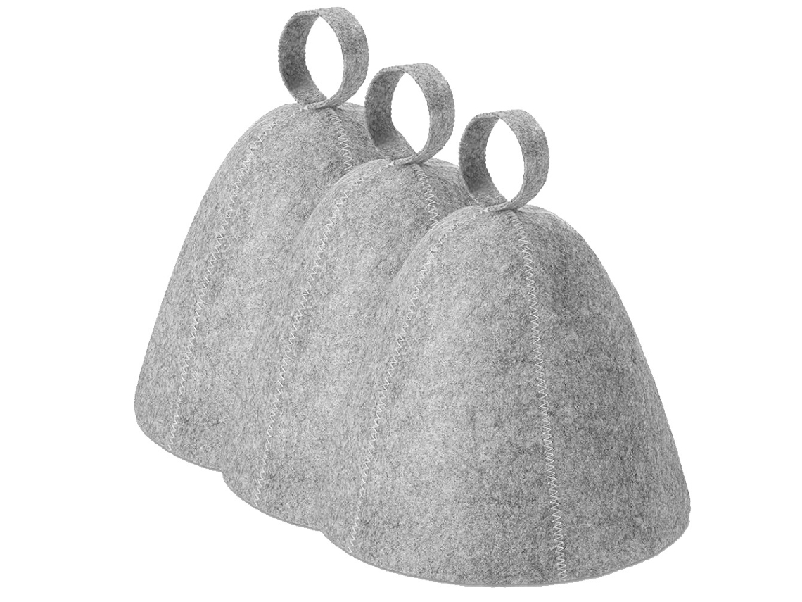 Conjunto de 3 Toucas de Sauna em Feltro, Ideal para Sauna em Águas Termais, Spa e Banho. AQUAFORGE