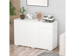 Cômoda Branca Duas Gavetas Três Portas Versátil Para Arrumação Escritório Doméstico Dimensões 117x36x74cm
