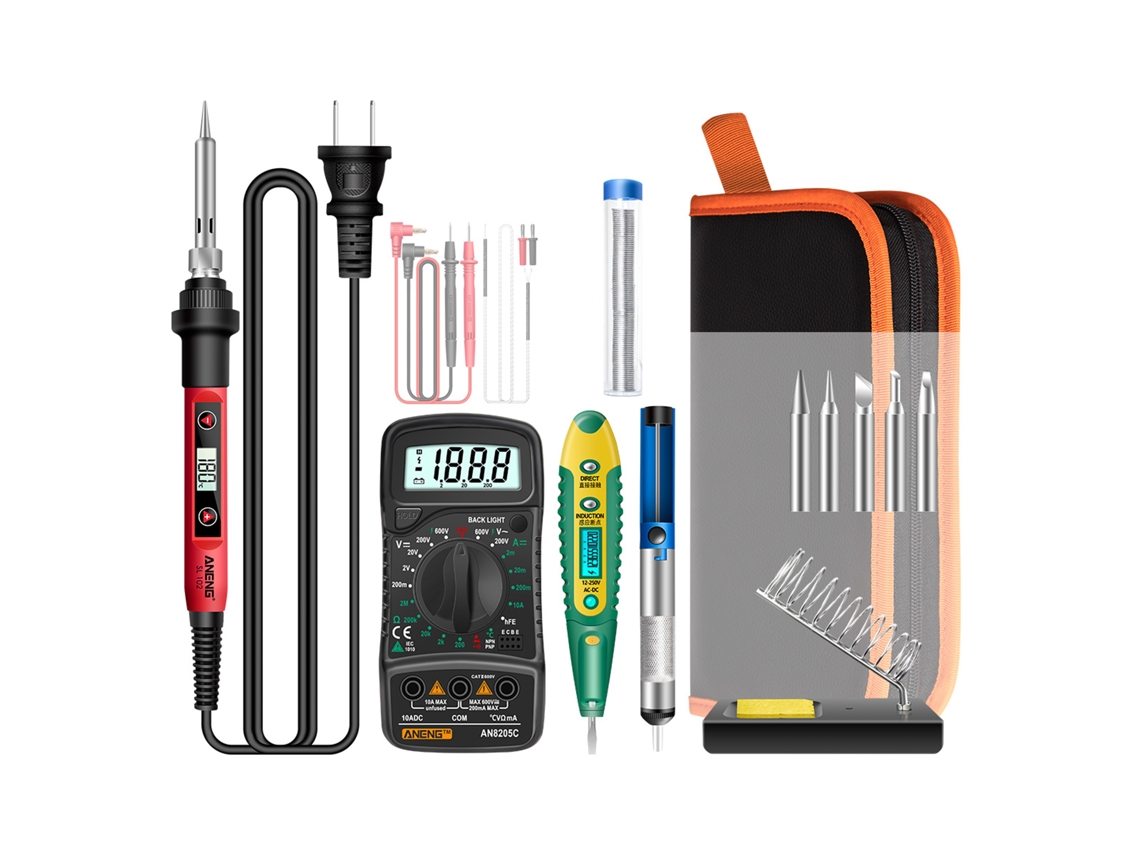 Kit De Soldadura Eléctrica Mini Aneng 60w Com Tela Lcd Digital, Ferramentas De Soldadura Inteligente Para Componentes Eletrônicos