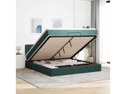 Estrutura De Cama Otomana Com Colchão 160x200 Cm Verde Escuro