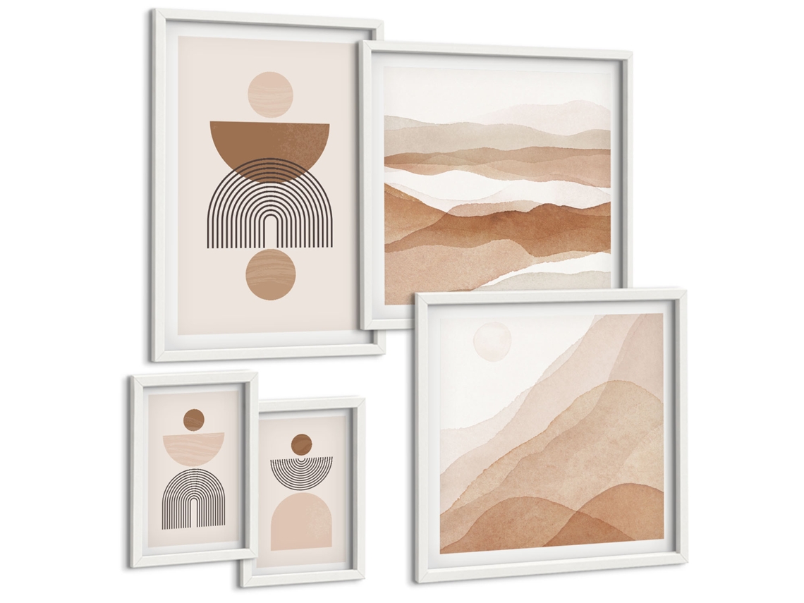 Quadros Decorativos Para Parede Paisagens Verdes, Cachoeiras Moldura Branca Fotos Para O Escritório Espelharte (conjunto De 5 Imagens)