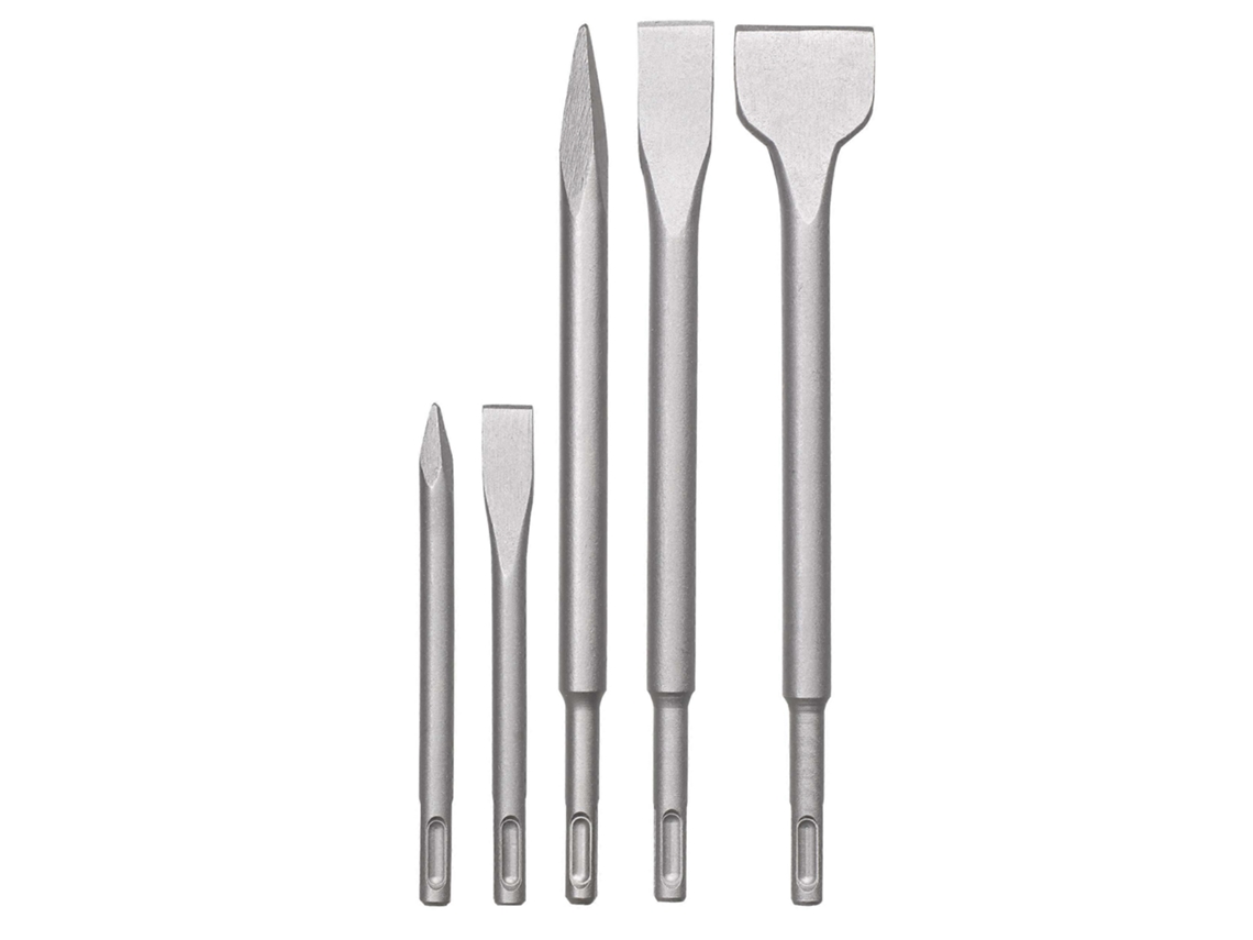 Set de Cinceles Sds plus, 5 Piezas para Piedra Y Hormigón En Caja Plástica, Acero Cr Hrc 50+3