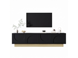 Móvel Tv Preto 175cm Minimalista com Amplo Espaço de Arrumação VELTRIX