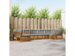 Vidaxl Conjunto De Sofás Para Exterior 7 Unid. Cinza Natural E Claro