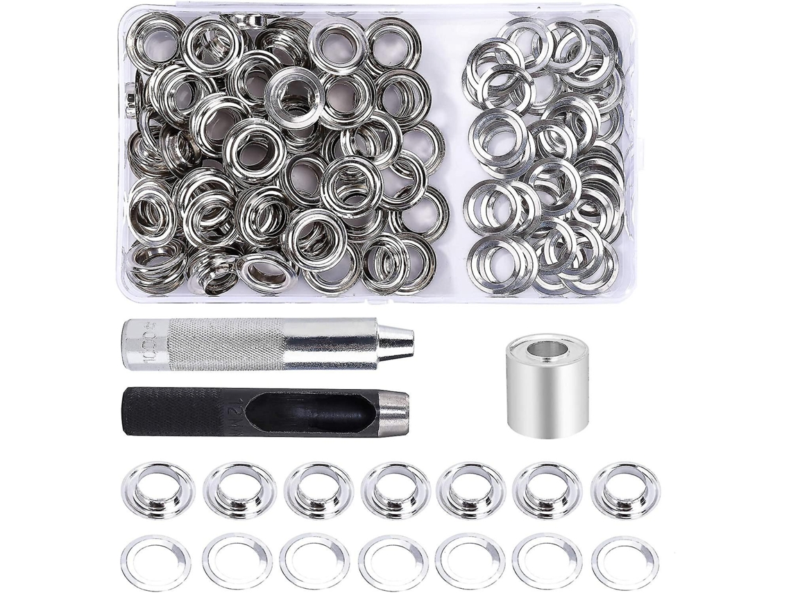 Grommet Kit Eyelets 12mm 100 Conjuntos Com 3 Ferramentas E Caixa