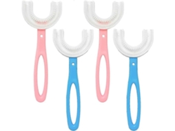 Conjunto de 4 Escovas Dentes Infantis em Formato U com Cerdas Silicone e Cabeça Qualidade Alimen Tar. GOKOCO