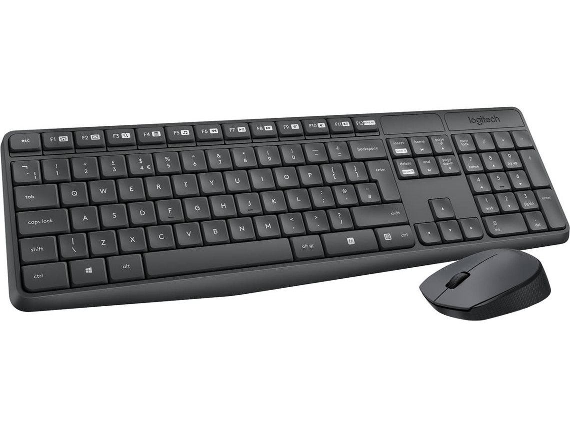 Teclado + Rato LOGITECH MK235 (Wireless - Ótico - Teclado Numérico)