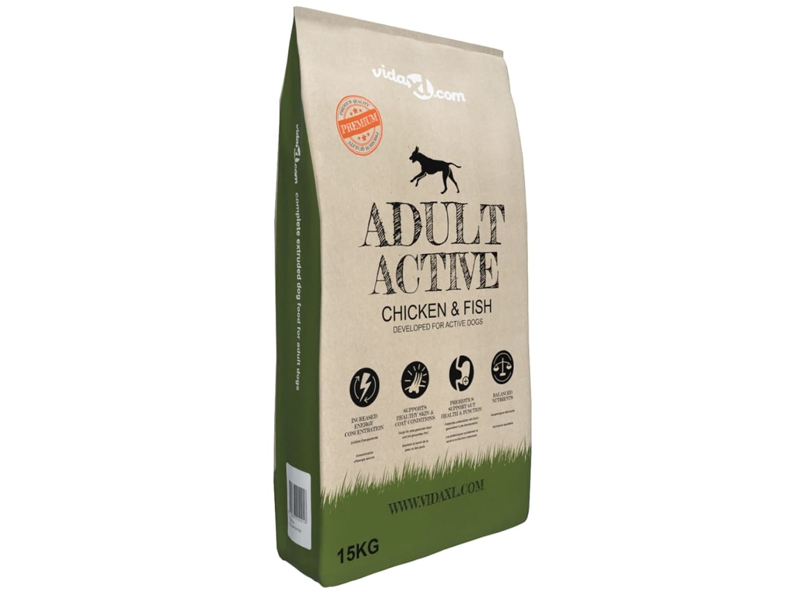 Vidaxl Ração Premium Adult Active Chicken Fish 15 Kg