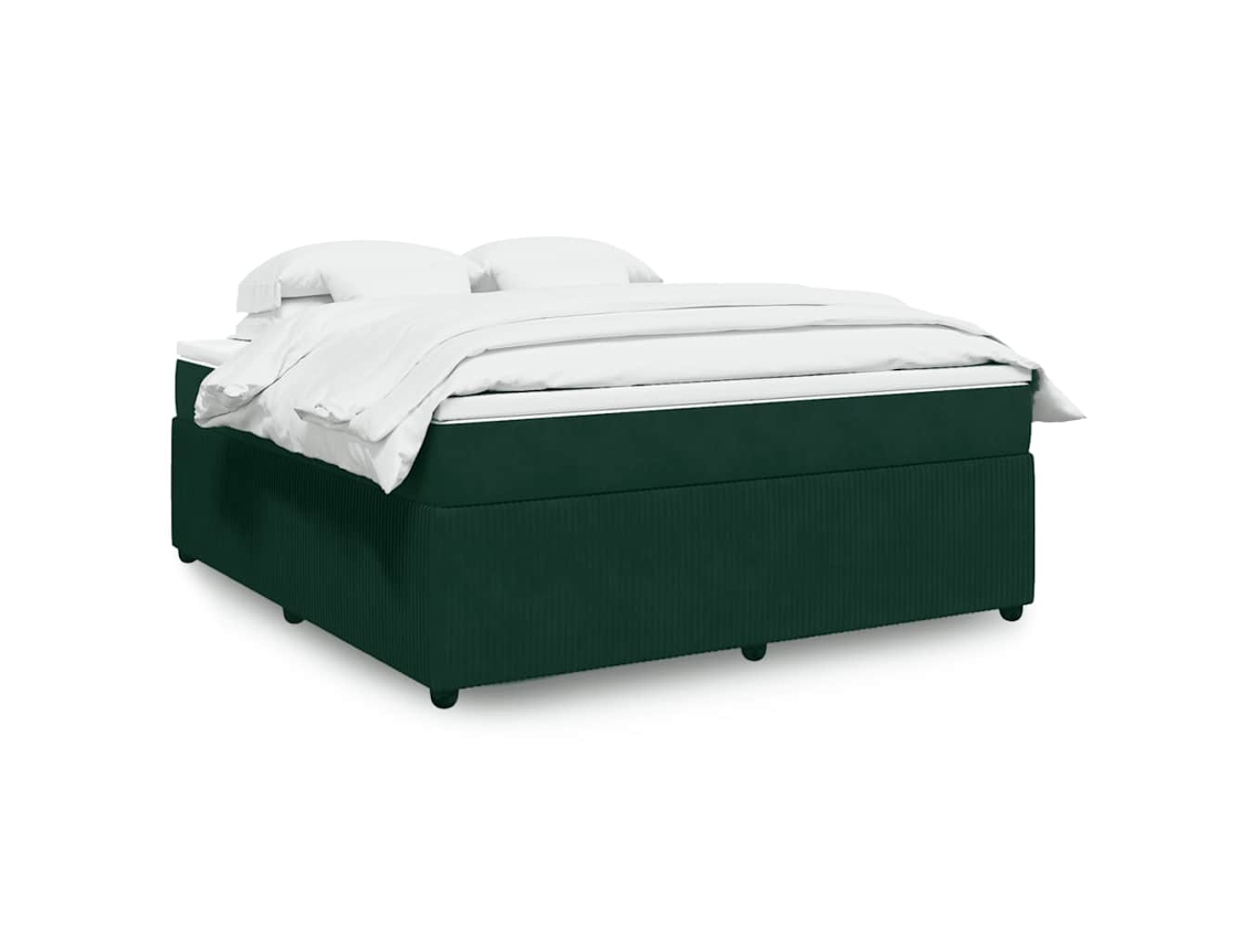 Vidaxl Cama Com Molas/colchão 180x200 Cm Veludo Verde-escuro