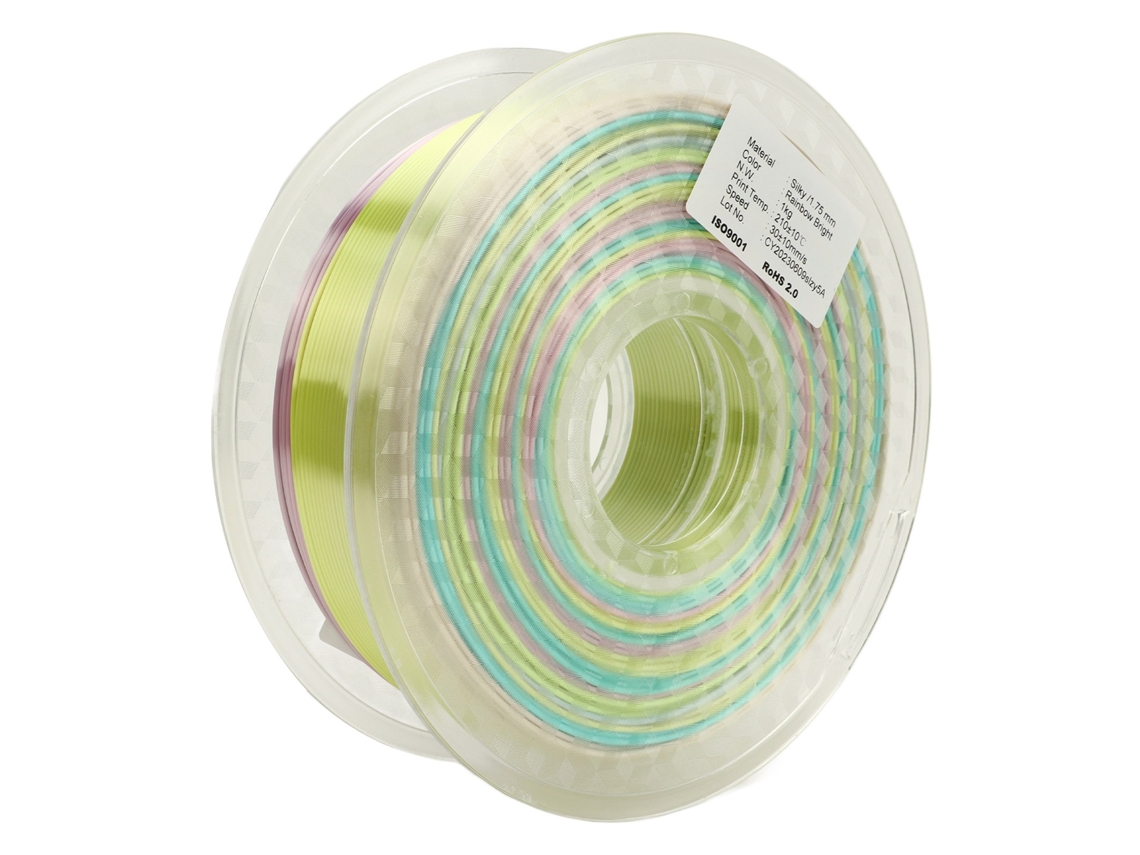 Fio Pla Para Impressora 3d 1,75mm Gradiente De Cores Arco-íris Seda Brilhante