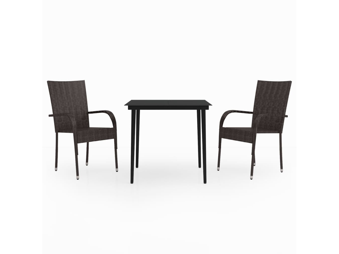 Maison Exclusive - 3 Pcs Conjunto De Jantar Para Jardim Castanho E Preto