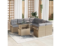 Vidaxl Conjunto De Sofá De Jardim 9 Unid. Bege