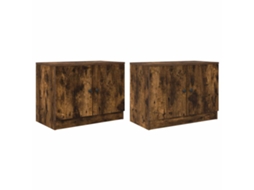 Armário de Cama com Porta 2 Pcs Carvalho Fumado 66x35x48 Cm MAISON EXCLUSIVE