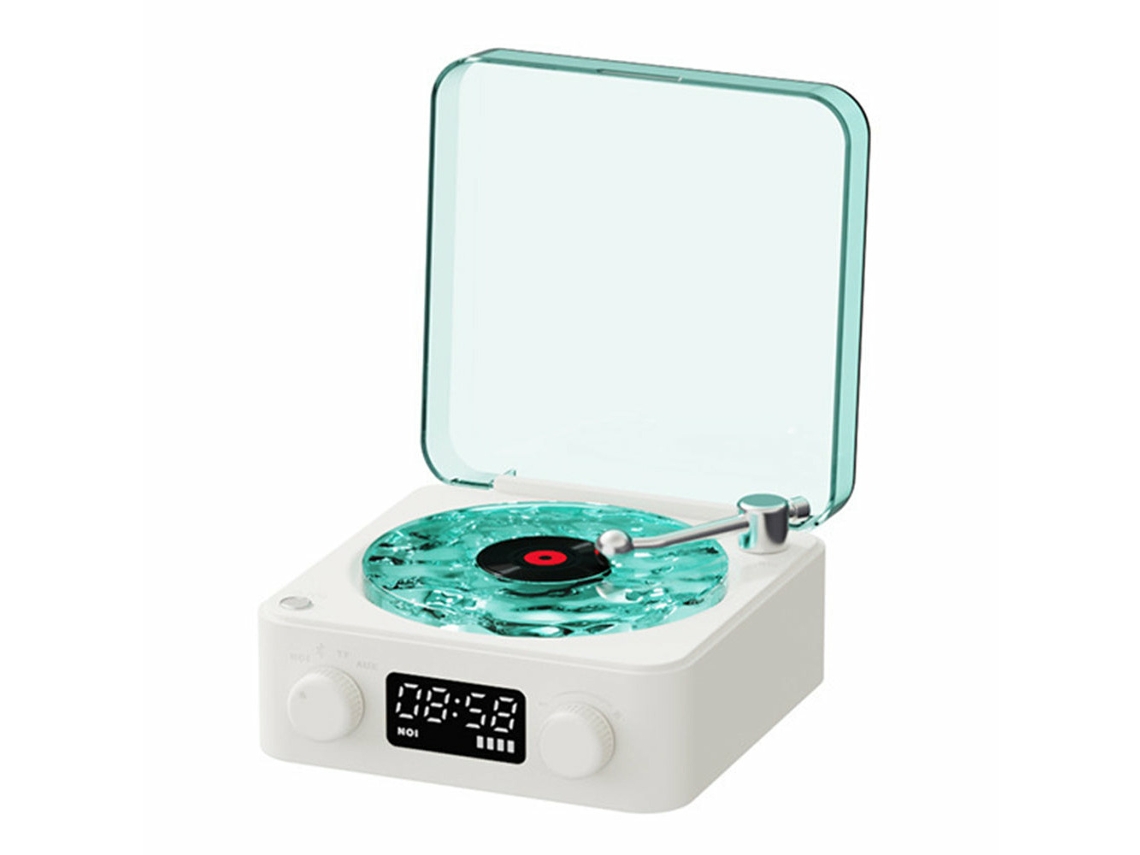 Mini Alto-falante Bluetooth Sem Fio Waves Vinyl Player, Toca-discos De Vinil, Branco SUNNY SPACES