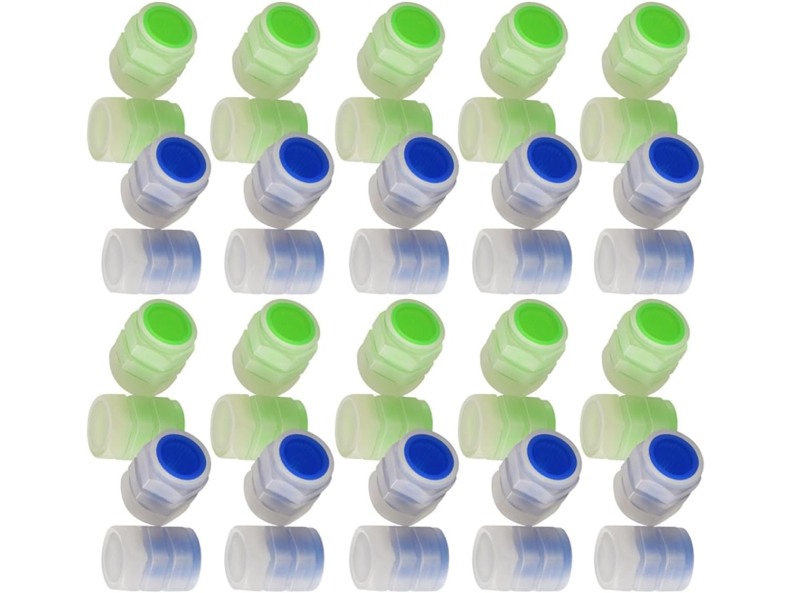 50 Tampas De Válvula De Pneu Fluorescentes Para Evitar Poeira, Nas Cores Verde E Azul.