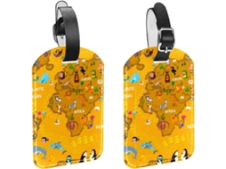 Conjunto De 2 Etiquetas Bagagem Com Estampa Mapa Múndi Animal Bolsas, Malas E Sacolas, Com Alças De Segurança