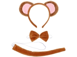 Accesório De Fantasia De Macaco: Diadema, Gravata E Cauda Para Festas De Fantasia Chocolate
