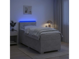 Vidaxl Cama Box Spring Com Colchão E Led Cinzento-claro 90 X 200 Cm