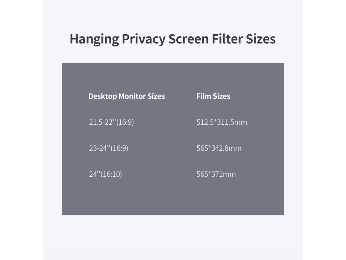 Filtro De Tela De Privacidade Suspenso Para Monitor 23-24'' 16:9 Anti-uv E Anti-glare Com Alta Transmissão