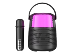 Caixa De Som Bluetooth Portátil Com Microfone E Luzes Led Multicoloridas Preto PAPRIKA