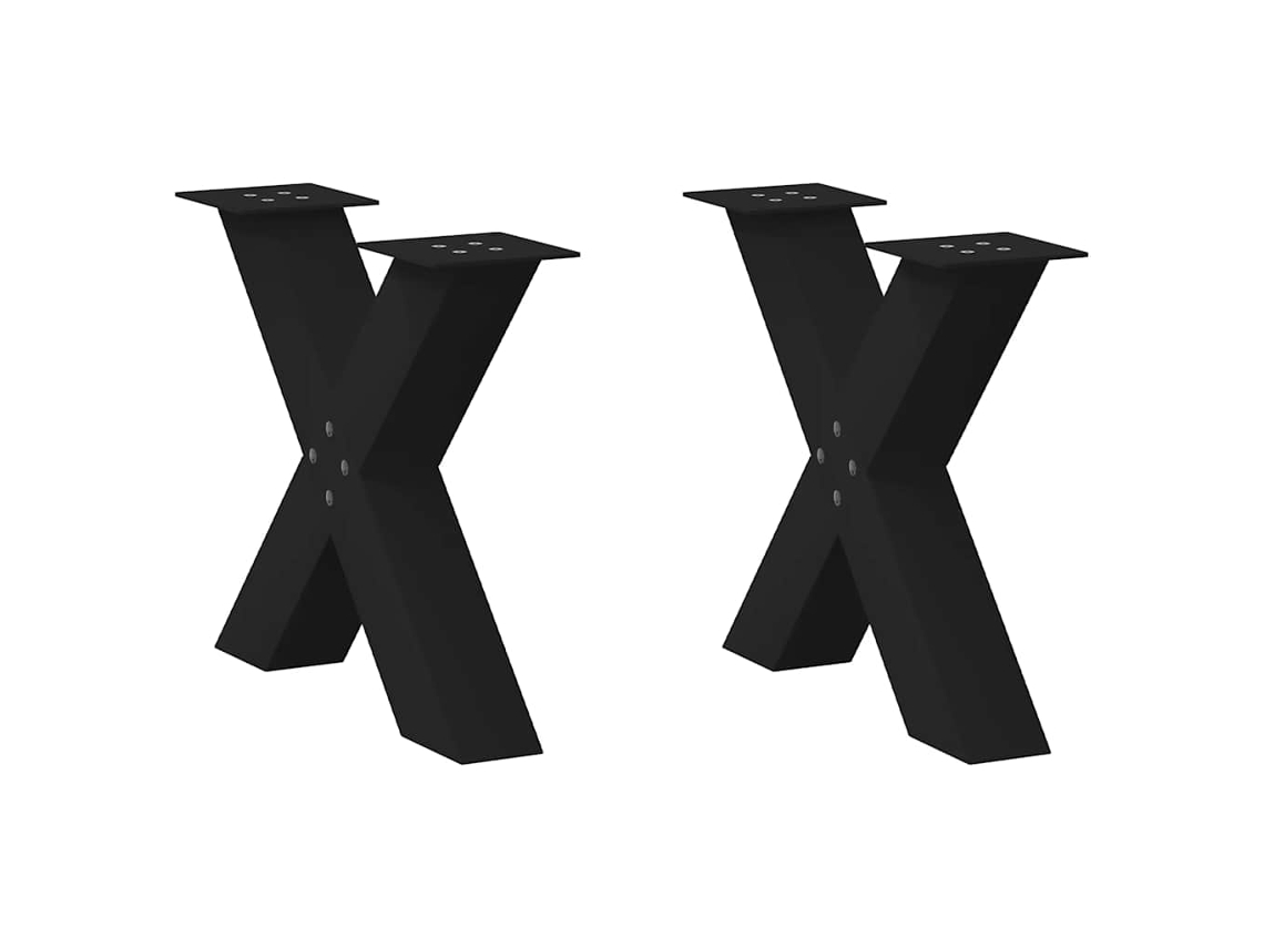 Vidaxl Pés Para Mesa De Centro Em Formato De X, 2 Peças, Preto, 50x (42-43) Cm, Aço