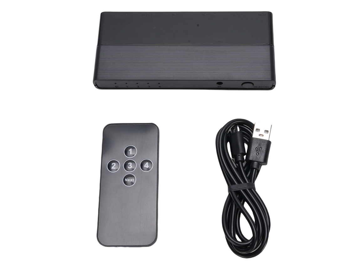 HDMI switch EOOCOO com 4 entradas, 1 saída, comutação automática e controle remoto | EOOCOO