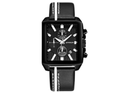 Reloj De Cuarzo Para Hombre Con Correa Pu Estilo Casual Empresarial Cuadrado Negro