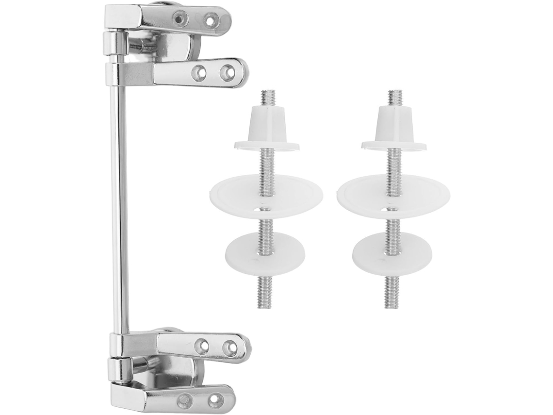 Kit De Dobradiças Para Assento Sanitário Em Liga Zinco Prateada Com Distância Entre Furos 155mm