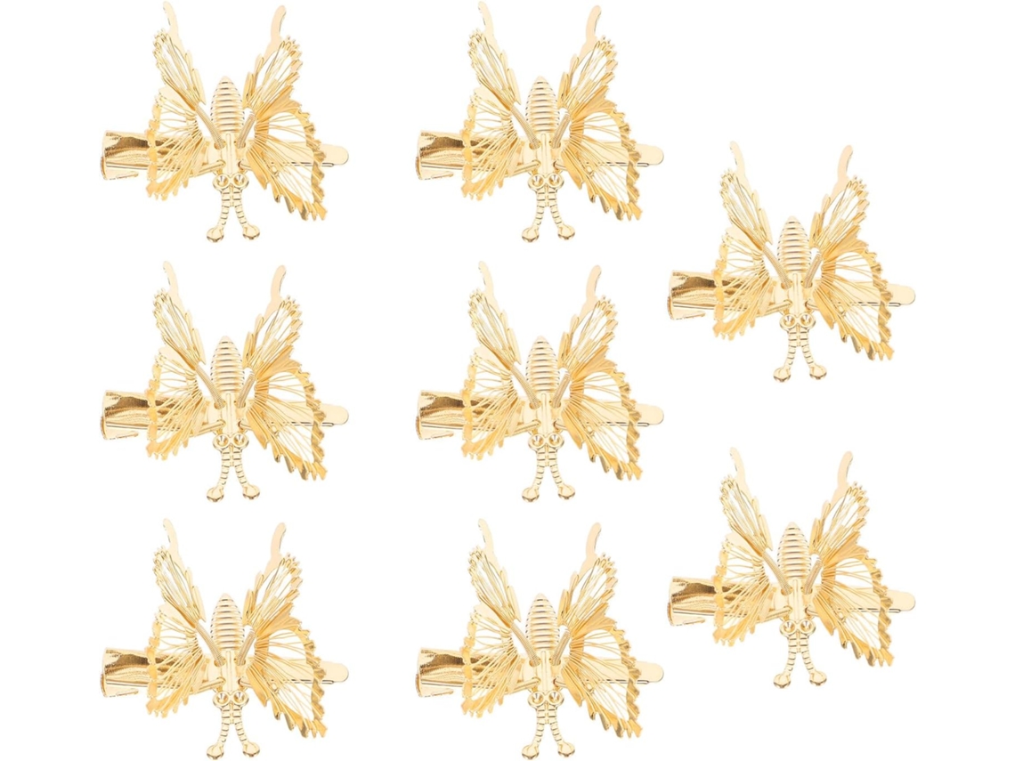 Conjunto De 8 Presilhas De Cabelo Em Liga De Zinco Com Formato 3d Para Mulheres.