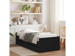 Vidaxl Estrutura De Cama Com Gavetas 100x200 Cm Preto