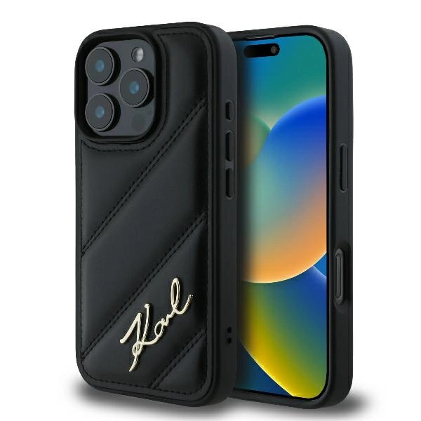 Capa Rígida Karl Lagerfeld Para Iphone 16 Pro Max Acolchoada Com Assinatura